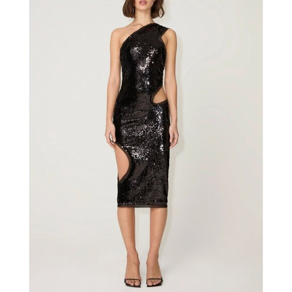 Khy x Sia Arnika Sequin Cutout Dress in Black - Picture 2 of 4